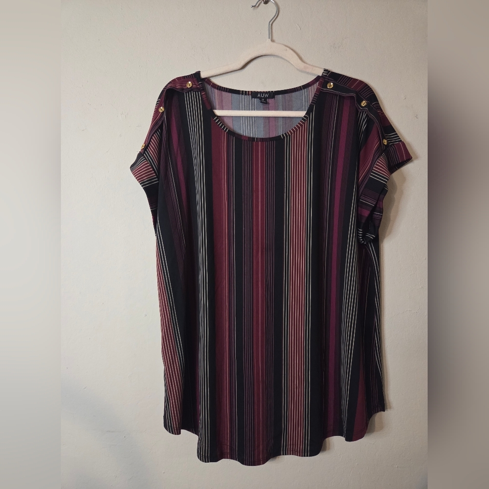 Elegant Striped Blouse with Button Accents